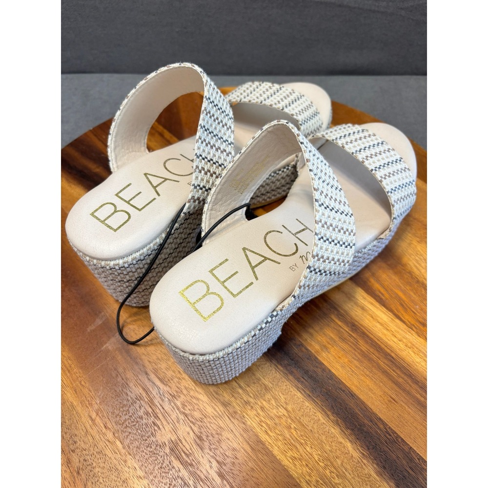Y2K style Platform, Beach, Woven Raffia Platform Sandals Tan Cream, Women's 11M - Picture 10 of 10